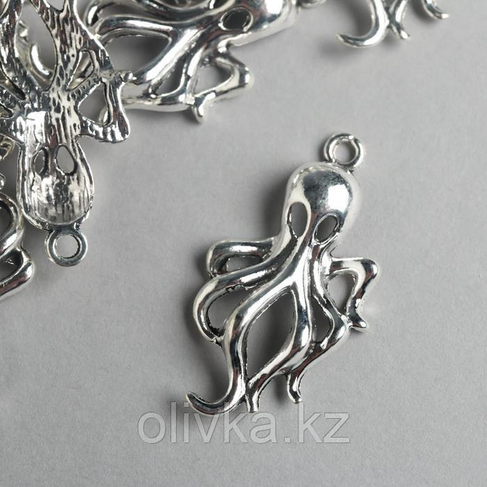 Декор металл для творчества "Осьминог" серебро 7699 3,1х1,7 см - фото 1 - id-p110929078