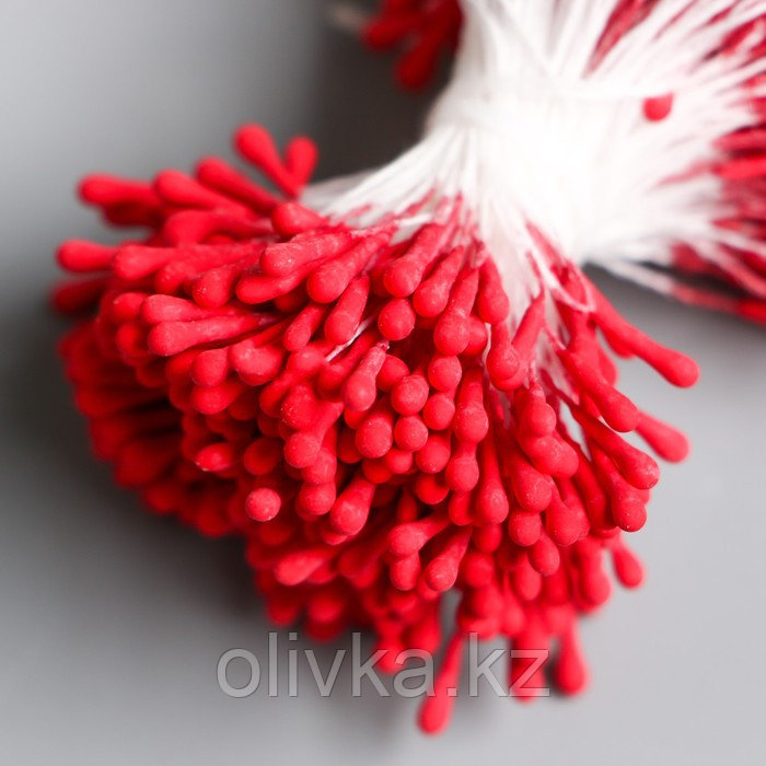 Тычинки для цветов "Капельки матовые красные" d=1,5 мм набор 400 шт длина 6 см - фото 3 - id-p110932877