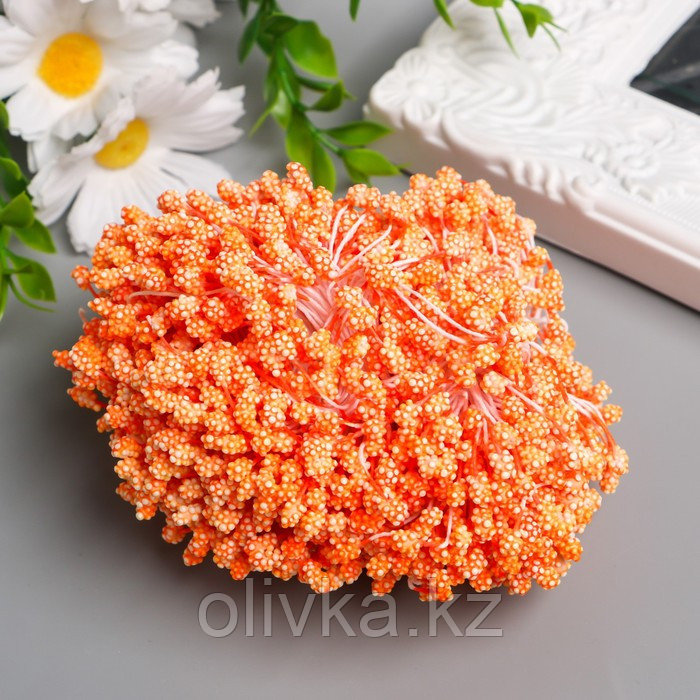 Тычинки для цветов "Капельки пузырьковые оранж" 4х7 мм набор 700 шт длина 6,5 см - фото 2 - id-p110932882