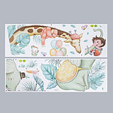 Наклейка пластик интерьерная цветная "Цирковой слон, жираф и мальчик" набор 2 листа 30х90 см   75886, фото 2