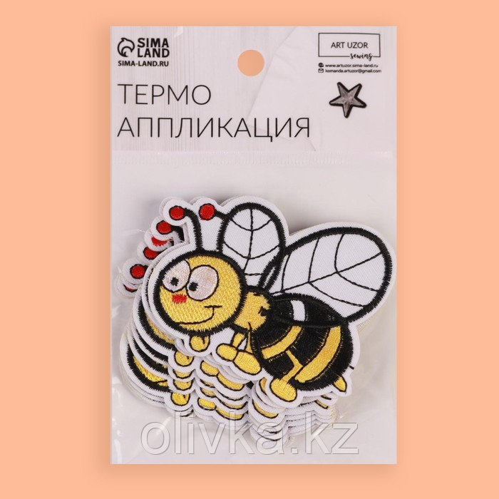 Термоаппликация «Пчёлка», 7,7 × 6,3 см, цвет жёлтый/чёрный - фото 4 - id-p110914356