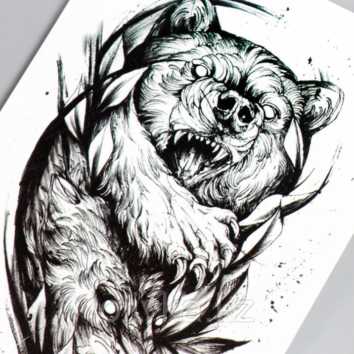 Татуировка на тело чёрная "Медвежий рык" МИКС 21х11,5 см - фото 4 - id-p110938689