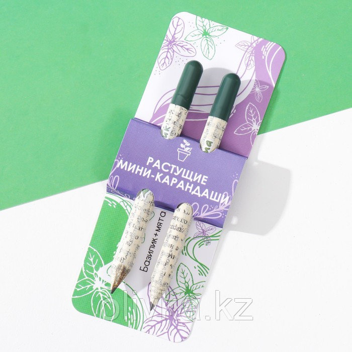 Растущие подарочные карандаши mini "Базилик + Мята" набор 2 шт. - фото 1 - id-p110941561