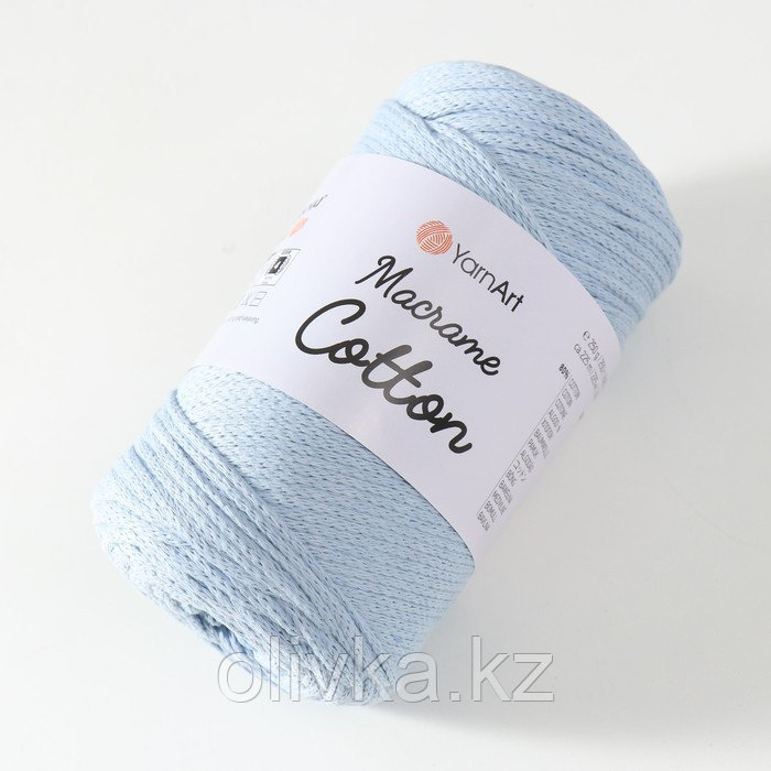 Пряжа "Macrame Cotton" 20% полиэстер, 80% хлопок 225м/250гр (760 голубой) - фото 2 - id-p110918832