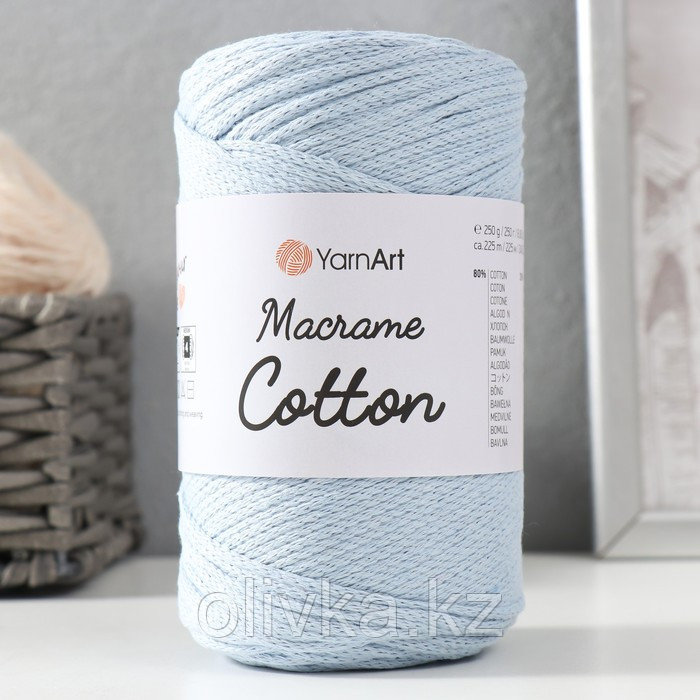 Пряжа "Macrame Cotton" 20% полиэстер, 80% хлопок 225м/250гр (760 голубой) - фото 5 - id-p110918832