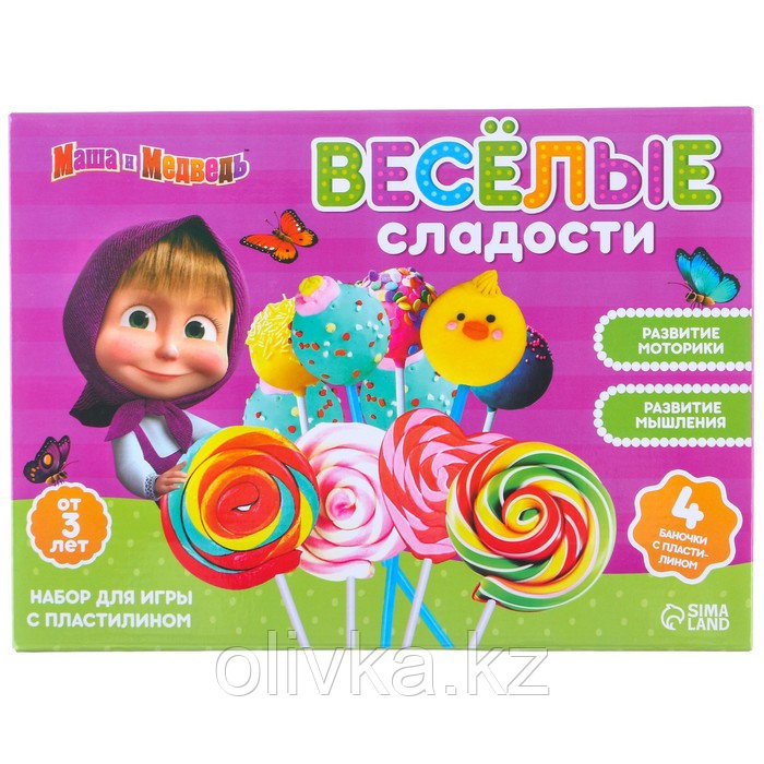Игровой набор для лепки «Весёлые сладости», Маша и Медведь, 4 баночки с пластилином - фото 10 - id-p110943545