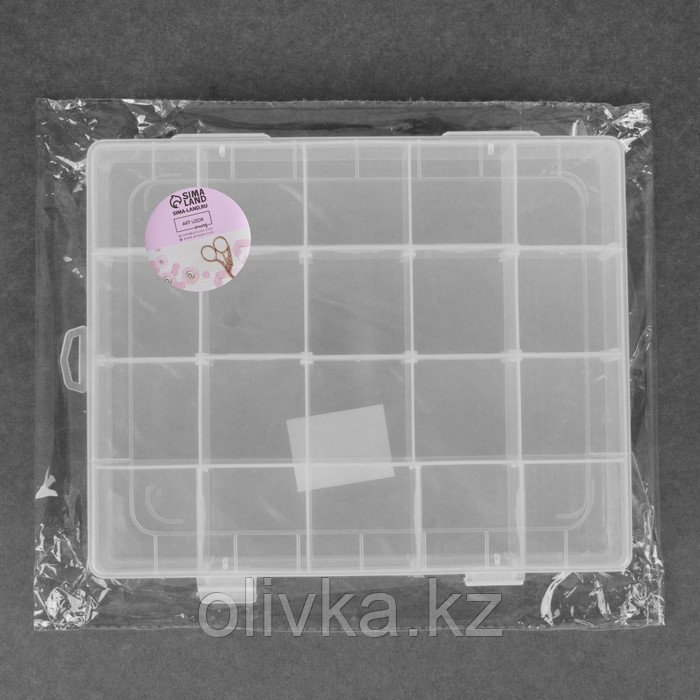 Органайзер для рукоделия, со съёмными ячейками, 20 отделений, 22,5 × 18 × 4 см, цвет прозрачный - фото 6 - id-p110919741