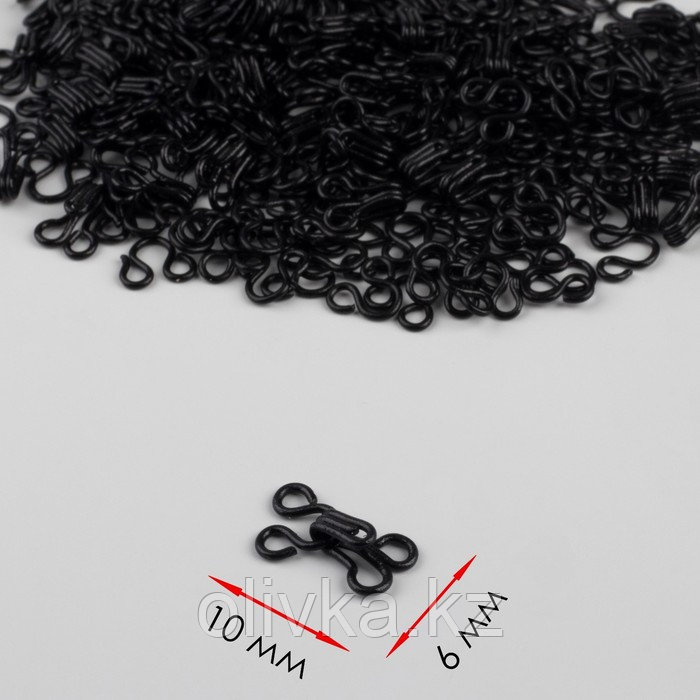 Крючок пришивной №0, 10 × 6 мм, 100 шт, цвет чёрный - фото 1 - id-p110920659