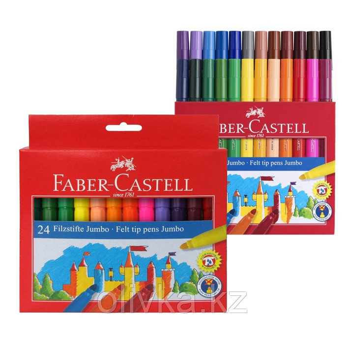 Фломастеры 24 цвета Faber-Castell Jumbo "Замок" в картонной коробке - фото 1 - id-p110913460