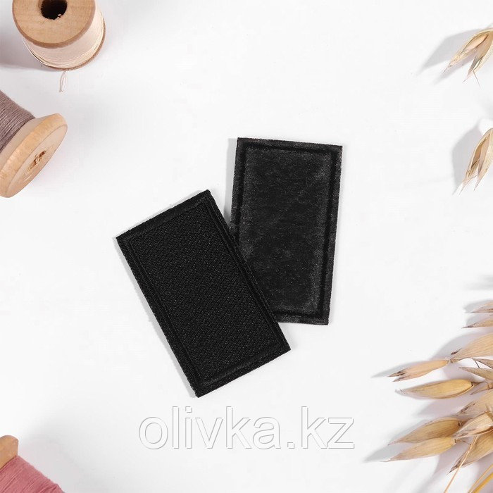 Заплатка для одежды «Прямоугольник», 4,5 × 2,5 см, термоклеевая, цвет чёрный - фото 1 - id-p110919751