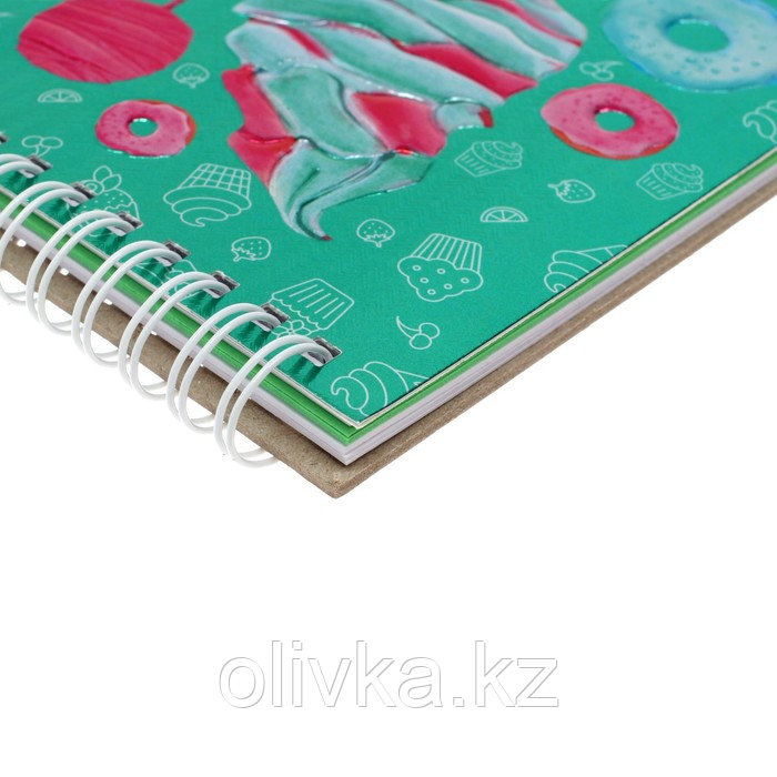 Скетчбук Calligrata А5, 55 листов, твёрдая обложка, "Вкусняшки", металлизированный картон с объёмным рисунком, - фото 3 - id-p110934930