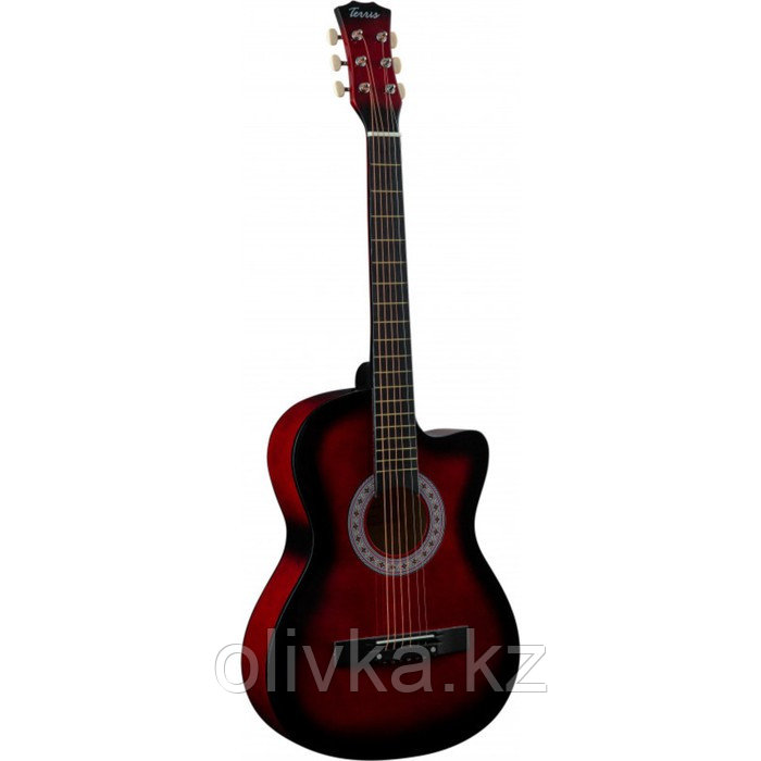 Акустическая гитара TERRIS TF-3802C RD с вырезом, красная