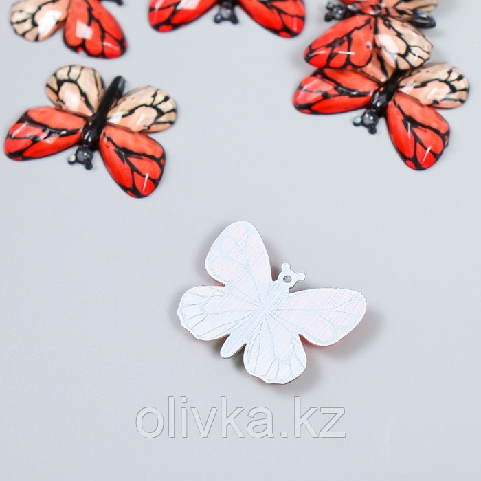 Декор для творчества пластик "Бабочка, красно-розовые крылья" 2,5х3,2 см - фото 2 - id-p110943607