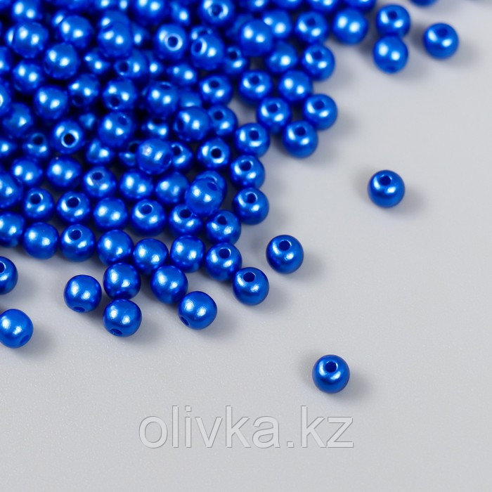 Набор бусин "Рукоделие" пластик, диаметр 4 мм, 25 гр, королевский синий - фото 1 - id-p110945617