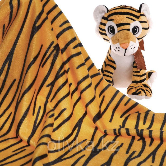 Лоскут для рукоделия, 53 х 53 см, мех тигровый бежевый на трикотажной основе - фото 1 - id-p110929194