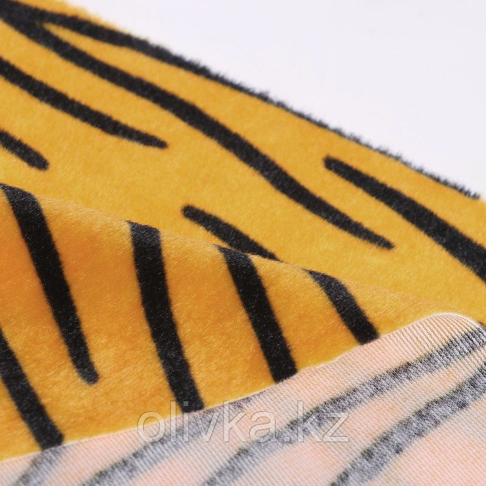 Лоскут для рукоделия, 53 х 53 см, мех тигровый бежевый на трикотажной основе - фото 2 - id-p110929194
