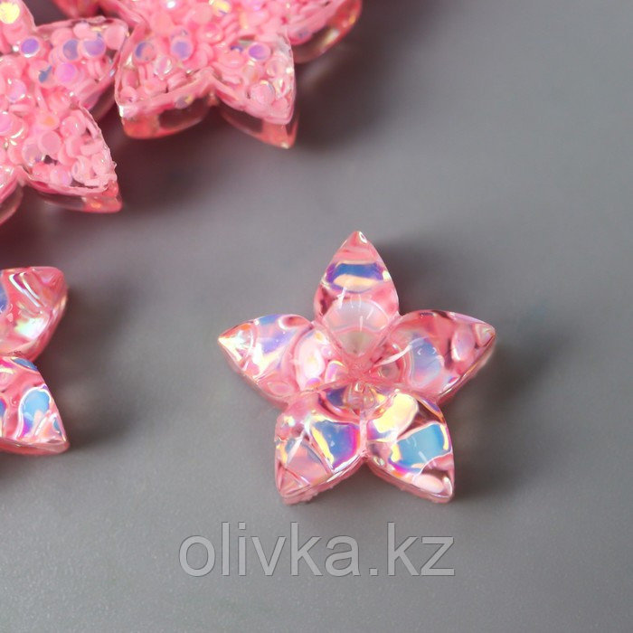 Декор для творчества пластик "Цветок-пятилистник нежно-розовый" кристалл 1,4х1,4 см - фото 1 - id-p110931022