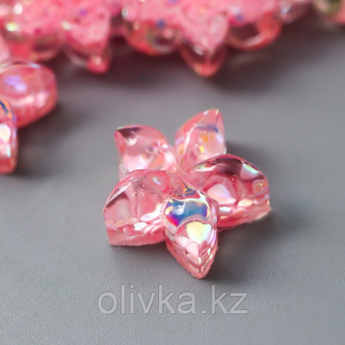 Декор для творчества пластик "Цветок-пятилистник нежно-розовый" кристалл 1,4х1,4 см - фото 2 - id-p110931022