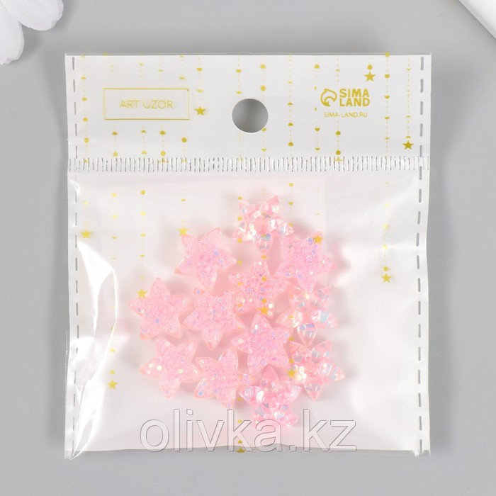Декор для творчества пластик "Цветок-пятилистник нежно-розовый" кристалл 1,4х1,4 см - фото 5 - id-p110931022