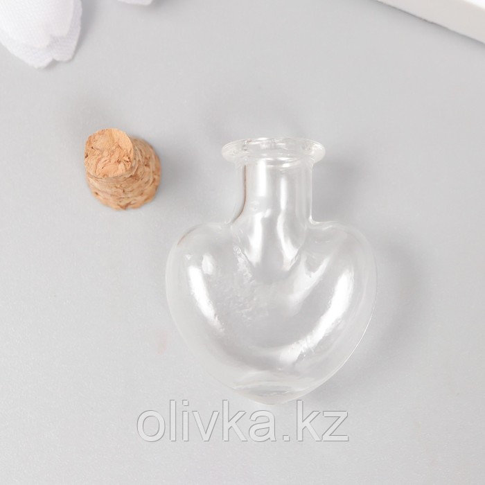 Декор для творчества стекло "Бутыль - сердце с пробкой" 1х2,2х2,6 см - фото 3 - id-p110937890