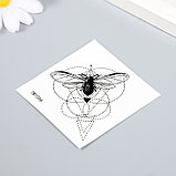 Татуировка на тело чёрная "Траектория полёта осы" 6х6 см, фото 2
