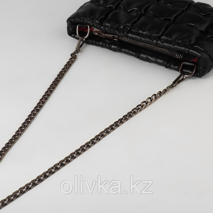 Цепочка для сумки, плоская, с карабинами, алюминиевая, 9 × 14 мм, 120 см, цвет чёрный никель - фото 3 - id-p110935981