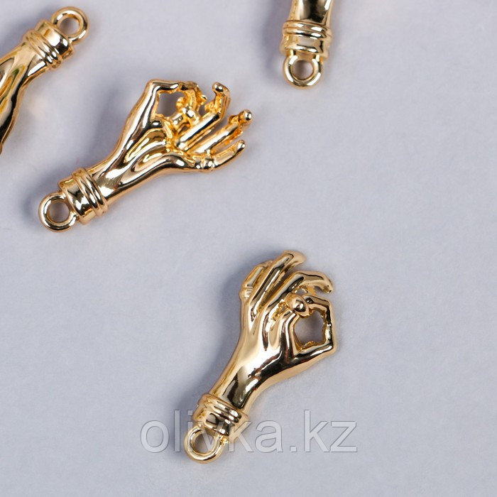 Декор для творчества металл "Рука - Ок" золото 2,3х1,2 см - фото 1 - id-p110933039