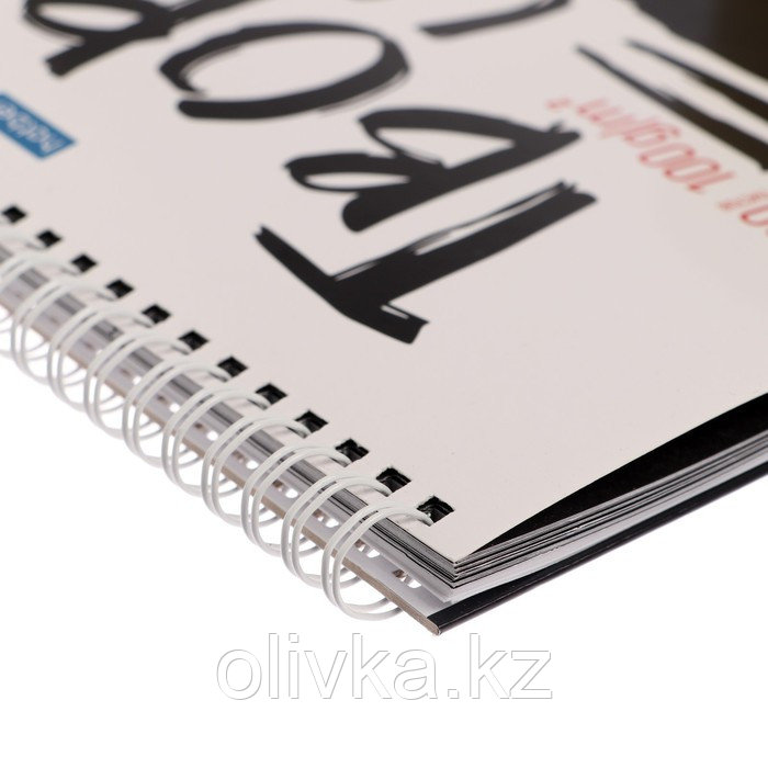 Скетчбук 240 х 240 мм, 40 листов чёрная бумага, 20 листов белая бумага, на гребне "Твори и вытворяй", обложка - фото 5 - id-p110944684