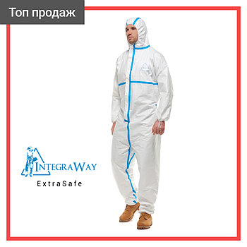 Защитный комбинезон IntegraWay ExtraSafe 4 5 6 категории защиты, спецодежда мужская, химзащита, костюм маляра