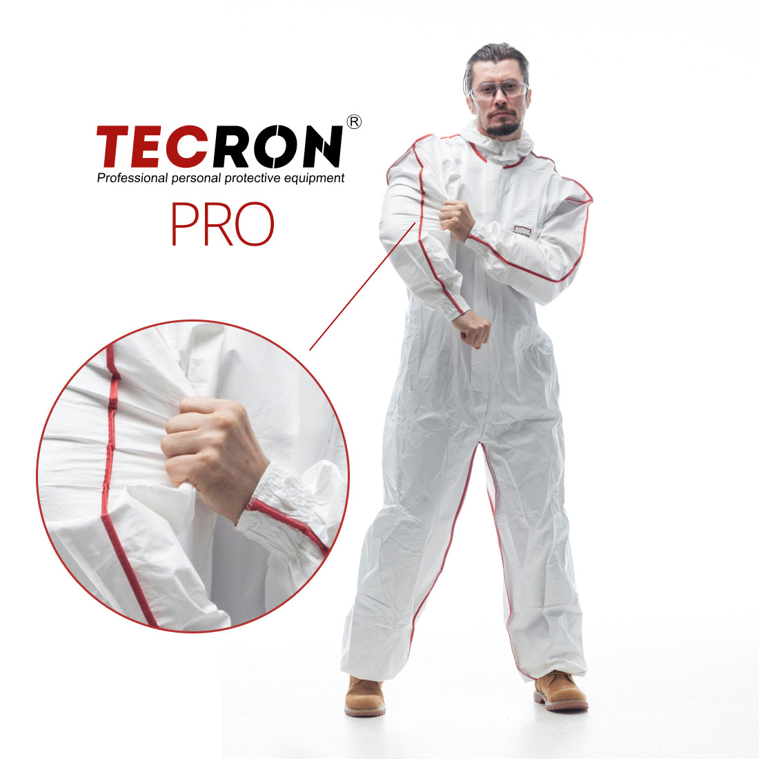Одноразовый комбинезон TECRON Pro, защитная одежда, спец одежда, мед костюм, химзащита - фото 3 - id-p55161153