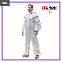 Комбинезон защитный одноразовый TECRON Pro (плотность 65 г/м, трёхсоставной капюшон, ПВХ-швы), костюм рабочий