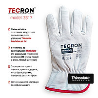 Зимние кожаные перчатки TECRON™ 3317 с утеплением 3M, перчатки рабочие, краги, строительные, от порезов, фото 2
