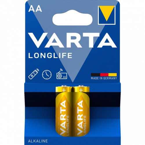 VARTA LONGLIFE LR6 AA BL2 Alkaline 1.5V батарейка (04106101412) - фото 1 - id-p110965805