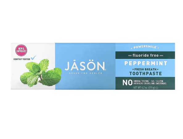Jason Natural, Powersmile, зубная паста для свежего дыхания, без фтора, перечная мята, 119 г (4,2 унции) - фото 2 - id-p110967015