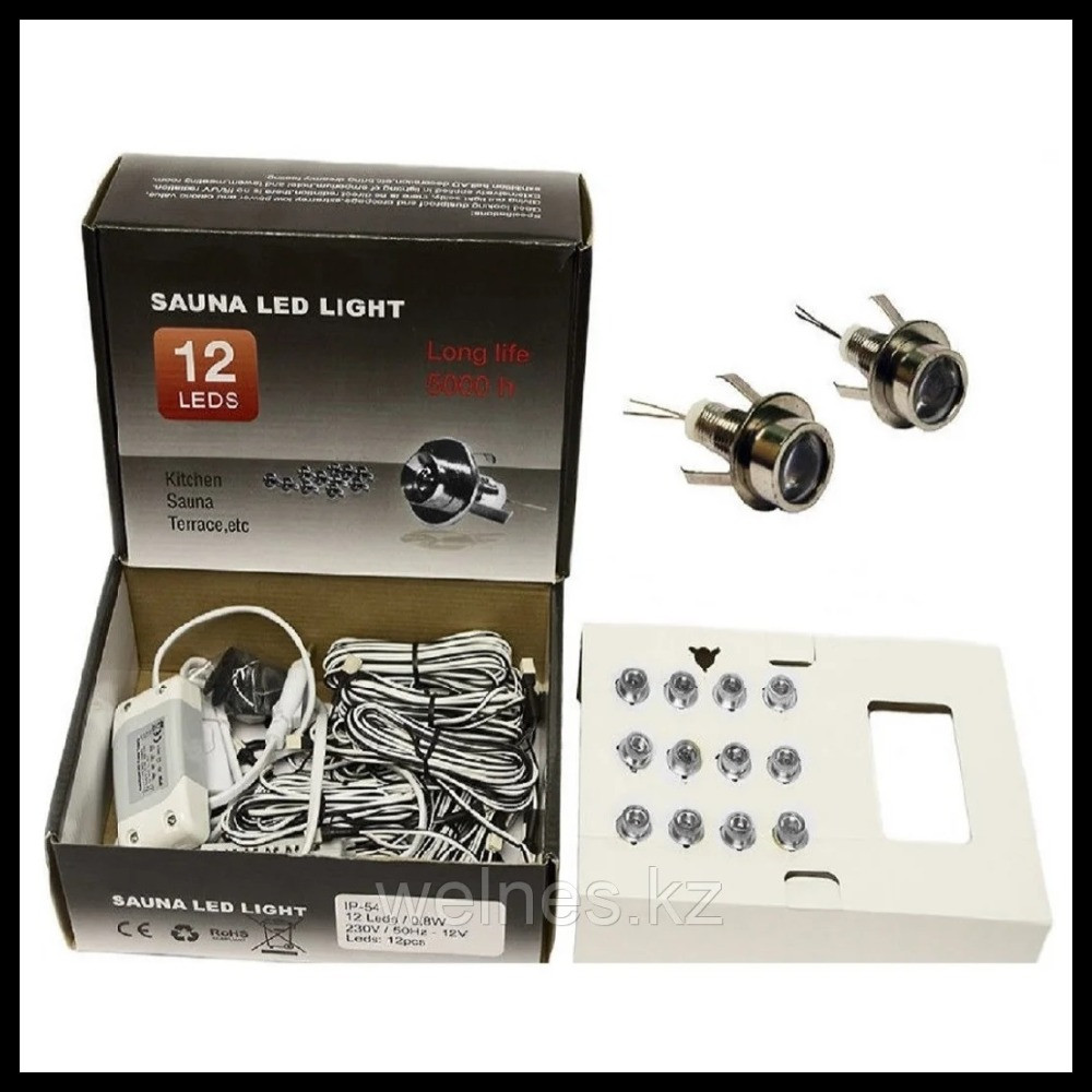Светодиодное точечное освещение для инфракрасной сауны Sauna LedLight Silver (серебряные линзы, 12V, 9 точек) - фото 1 - id-p74921871