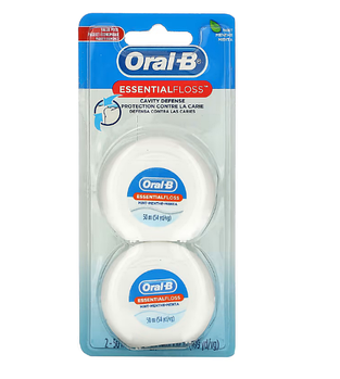 Oral-B, Essential Floss, экономичная упаковка, мята, 2 упаковки по 50 м (54,6 ярда)