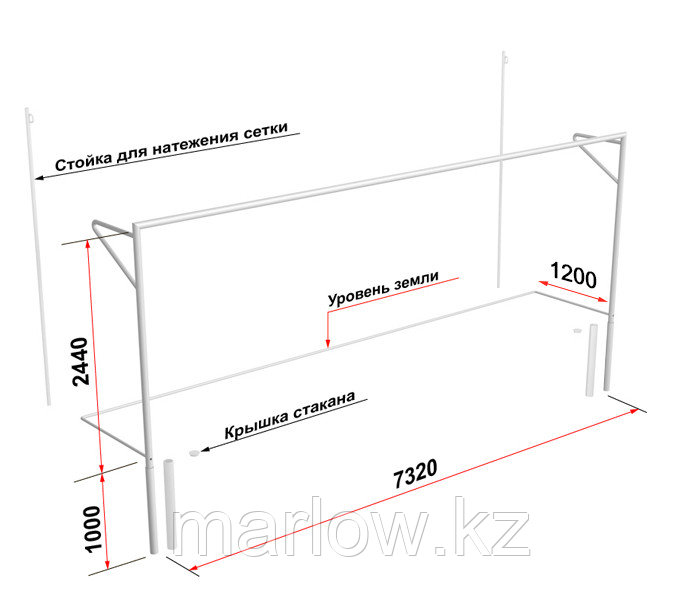 Ворота для футбола разборные 7,32х2,44 - фото 2 - id-p110967464