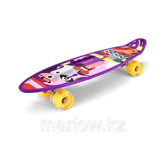 Скейт-пенниборд маленький цветной с ручкой 701-dh - фото 1 - id-p110967728