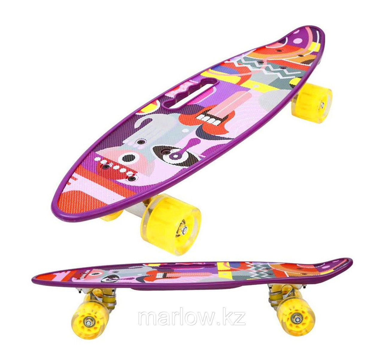 Скейт-пенниборд маленький цветной с ручкой 701-dh - фото 2 - id-p110967728
