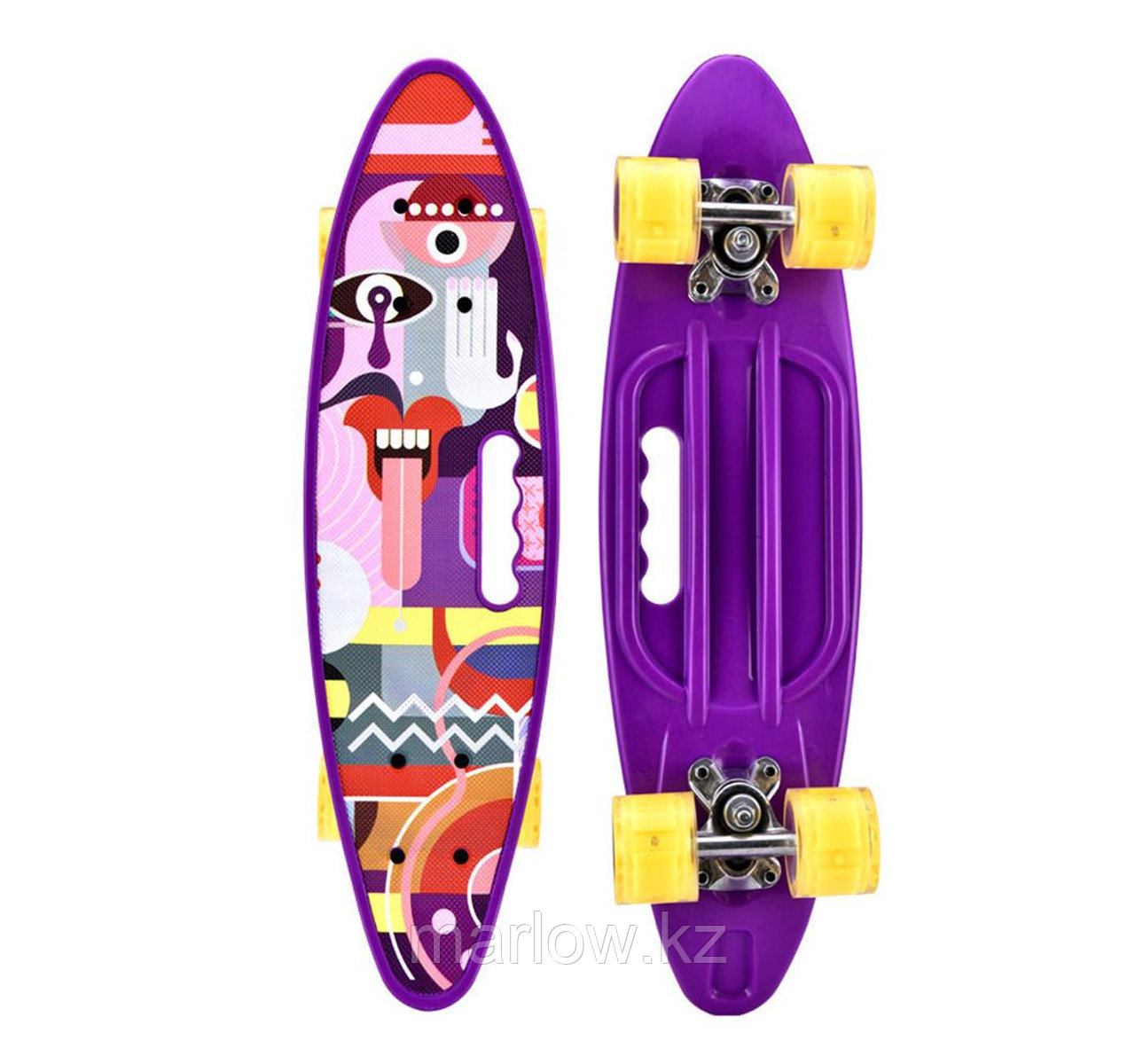 Скейт-пенниборд маленький цветной с ручкой 701-dh - фото 3 - id-p110967728