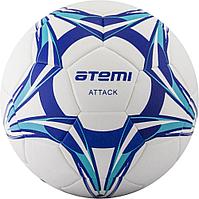 Мяч футбольный Atemi ATTACT PU, бел/син/гол., р.5, Thermo mould (б/швов)