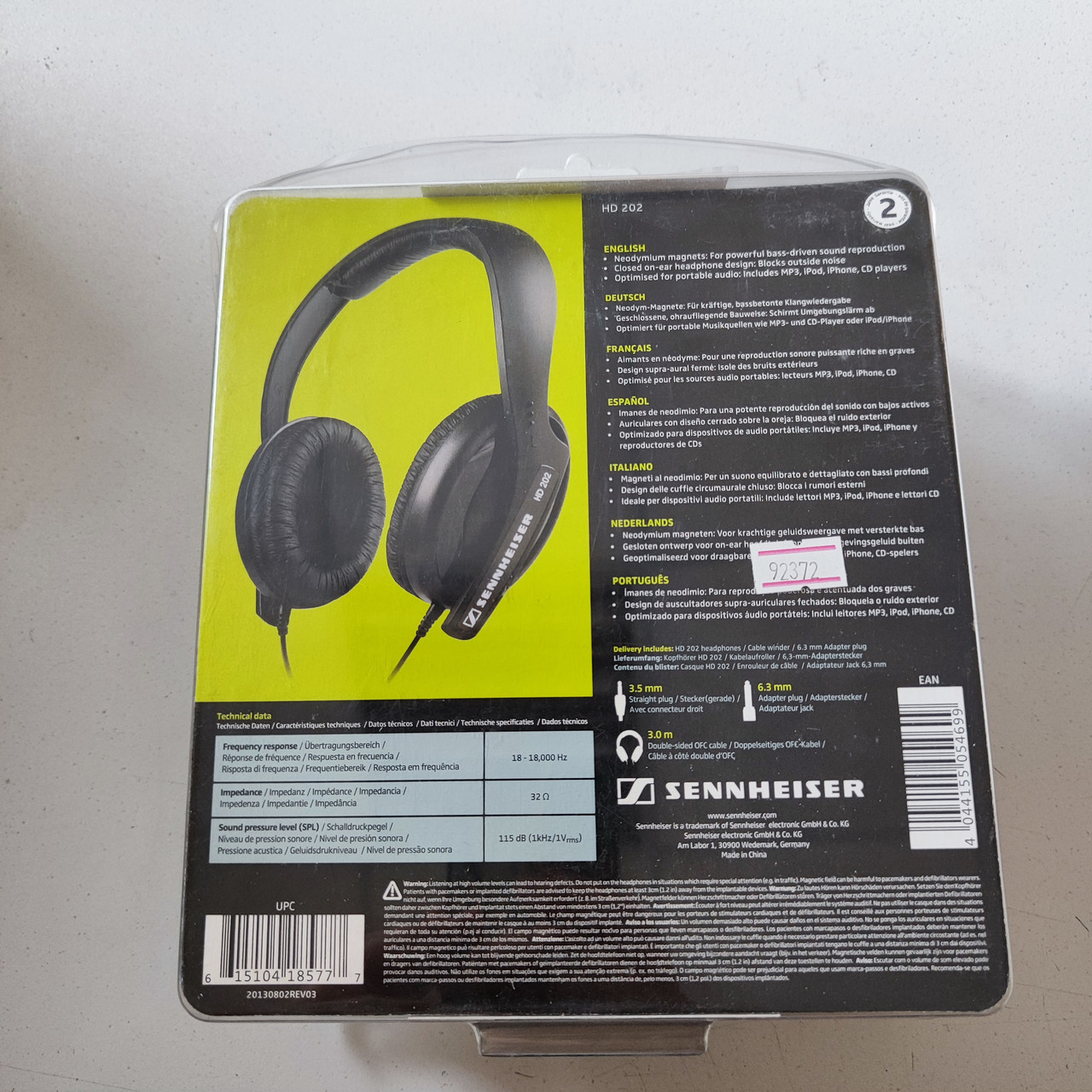 Наушники Sennheiser HD202 II, 18Hz-18kHz, 32 Om, 115dB, 3m, Black - фото 3 - id-p110969307