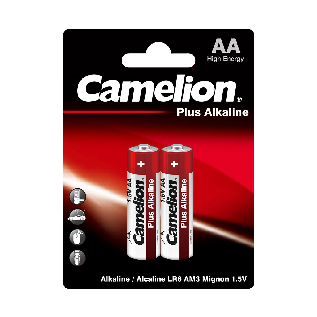 Батарейка CAMELION, LR6-BP2, Plus Alkaline, AA, 1.5V, 2700 mAh, 2 шт. в блистере - фото 1 - id-p110967122