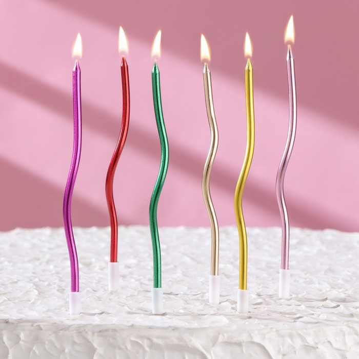 Свечи для торта "Серпантин" 6 шт, коктейльные, разноцветные 5541550 - фото 1 - id-p110969178