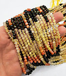 Микс камней - горный хрусталь, цитрин, сердолик, обсидиан, граненый, 4мм, фото 5