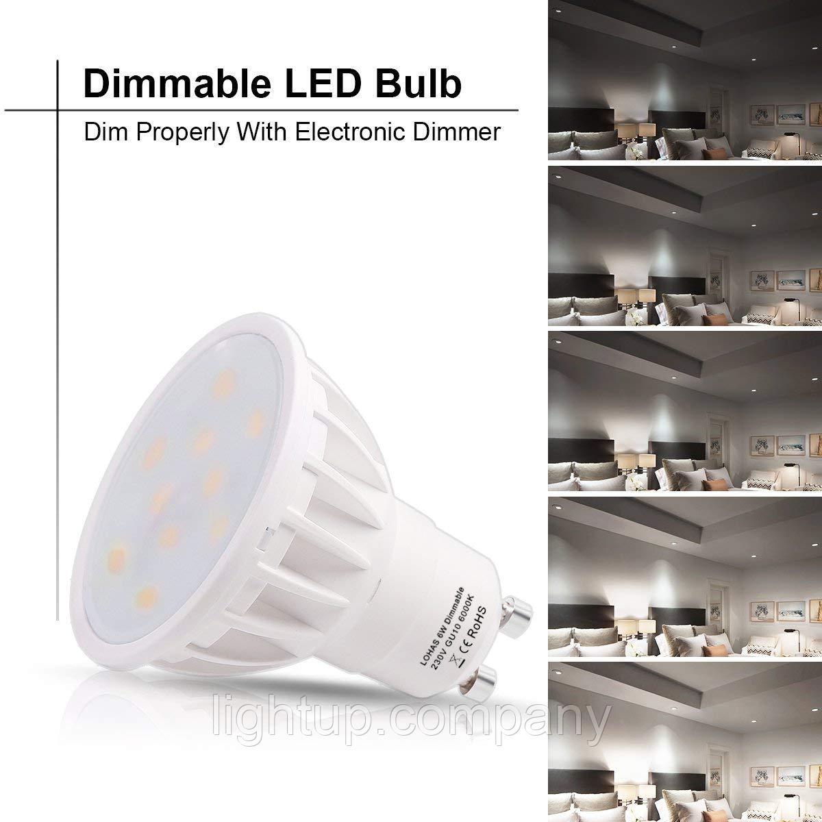 Светодиодная лампа с диммером 6 W/ GU10/220V для спотов, фото 1