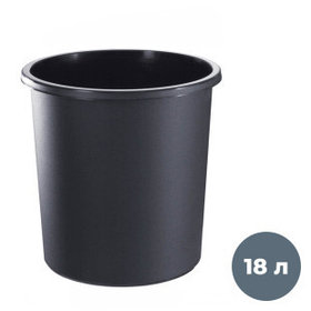 Корзина пластиковая для бумаг "Стамм", 18л, круглая, цельная, чёрная арт.КР41