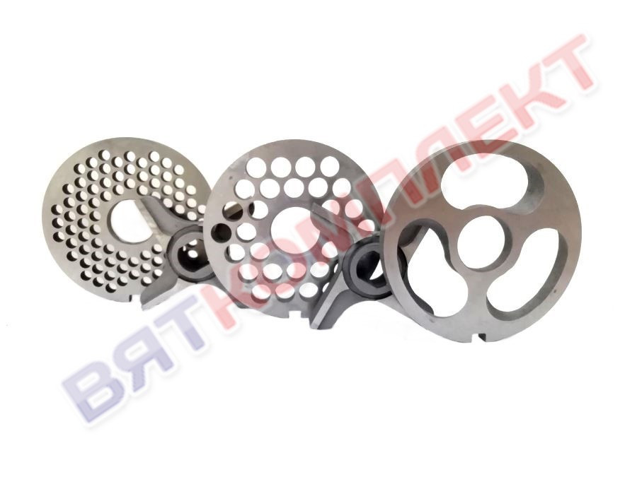 Набор ножей и решеток для мясорубки МИМ-300 с буртом фрезерованные (Инструментальная сталь)