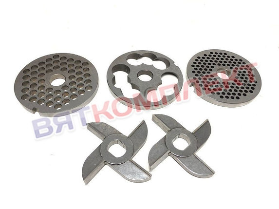 Набор решеток и ножей для мясорубки МИМ-600 с добавлением хрома (без бурта), фото 1