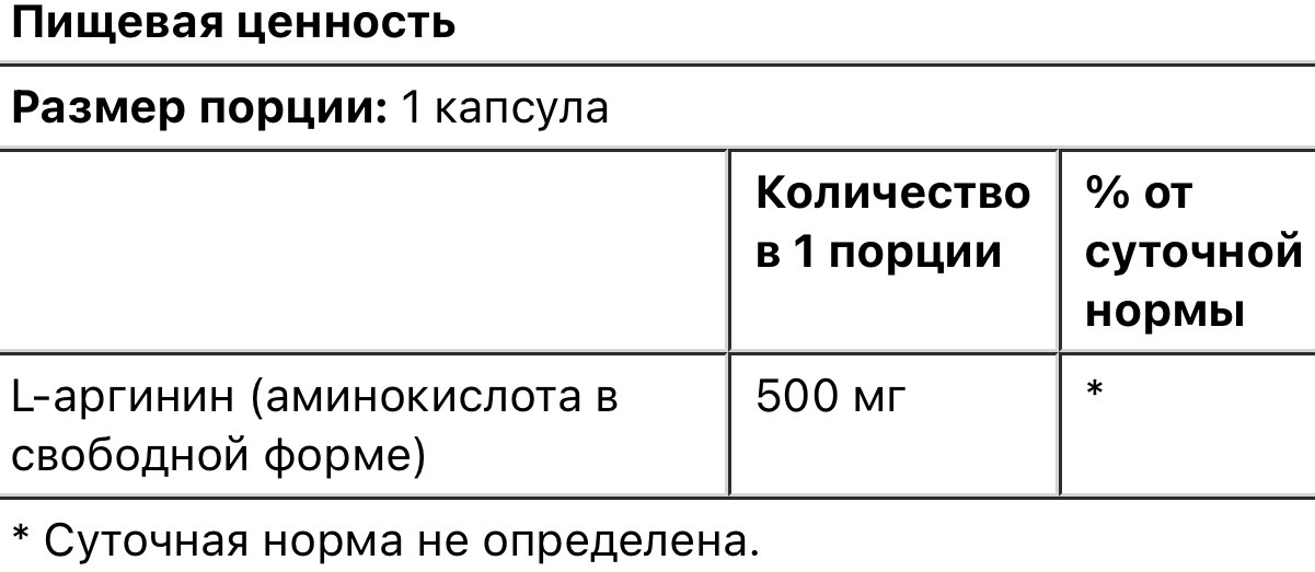 Swanson L-аргинин, 500мг, 200 капсул - фото 3 - id-p110983422